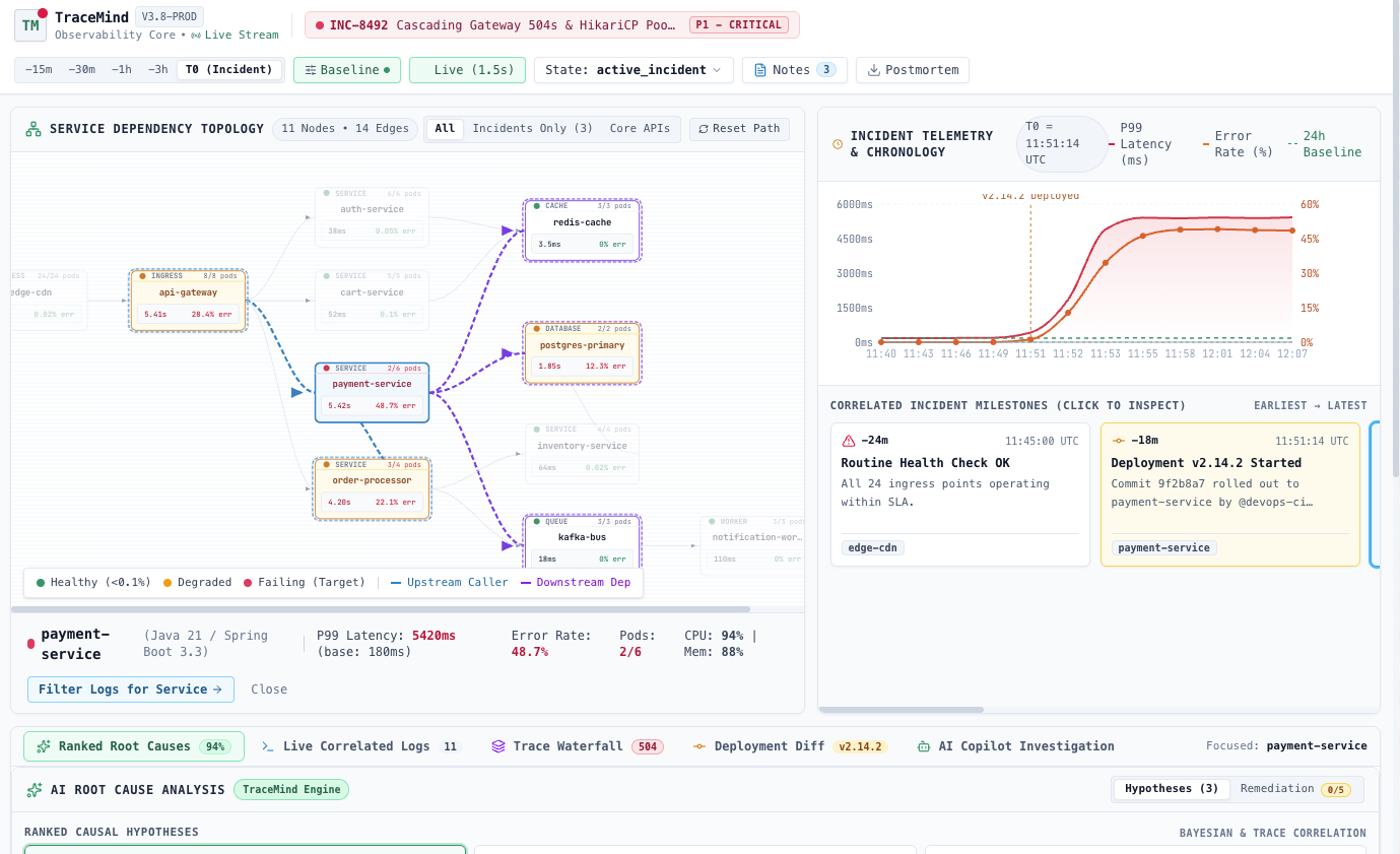 AI observability and incident correlation concept